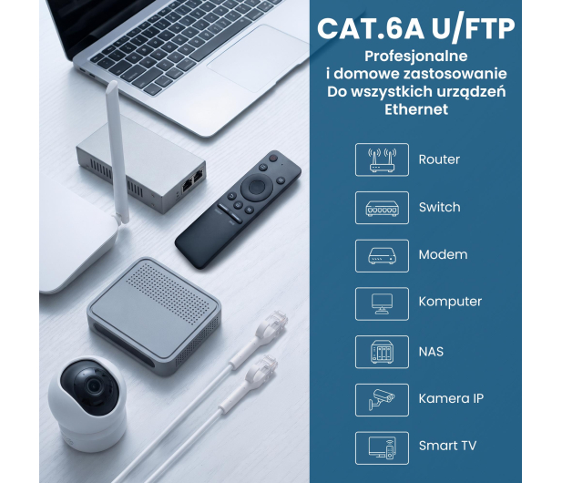 ExtraLink Kat.6A U/FTP 5m 1Gbps Patchcord LAN miedź skrętka kątowy - 1543820 - zdjęcie 11